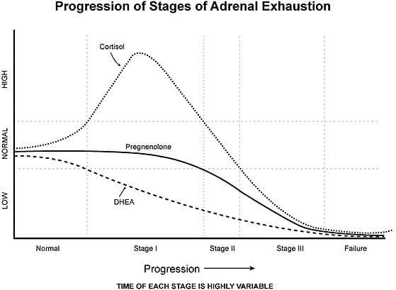 graph showing Progression of Stages of Adrenal Exhaustion