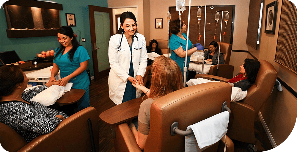 Dr. Shiva Lalezar greeting patients at Health and Vitality Center in Los Angeles