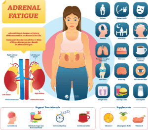 pictograph of how adrenal fatigue affects the body